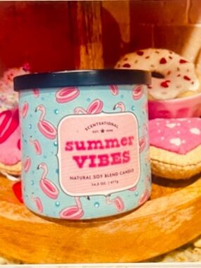 Scentsational Summer Vibes 2 wick Pink Flamingo soy candle Made in USA NWT